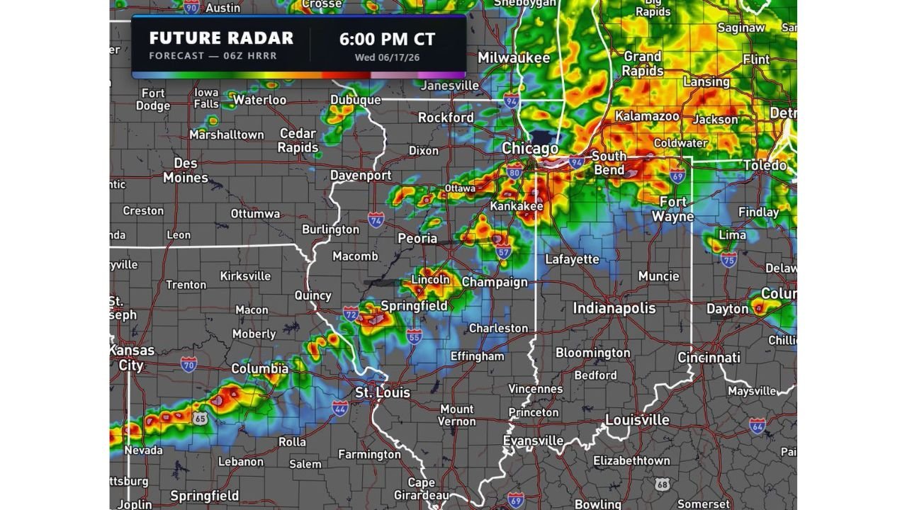 Chicago Illinois and Indianapolis Indiana Face Significant EF-3 Tornado Outbreak Risk Wednesday as HRRR Shows Multiple Discrete Supercells at 6PM