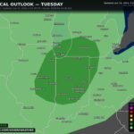 Chicago, Illinois and Indianapolis, Indiana Watching Tuesday Supercell Potential Across the Lower Great Lakes With Severe Hail and Isolated Tornado Possible
