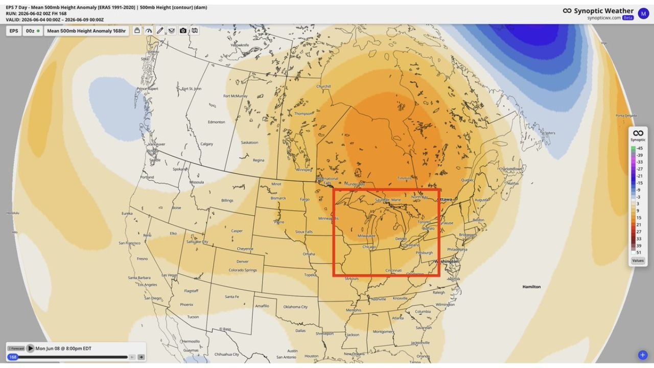 Eastern Grain Belt Including Illinois, Indiana, and Ohio Facing Concerning Ridge Pattern Matching Historic Drought Years 1988, 2012, and 2023
