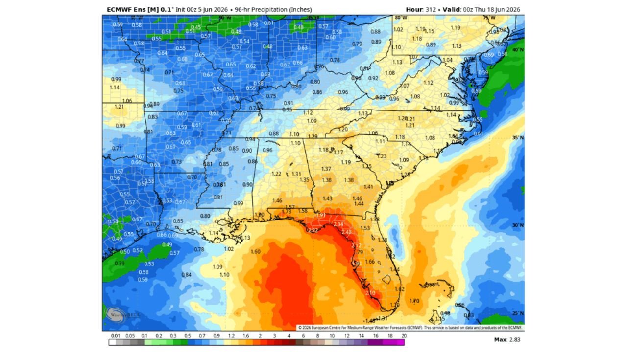 Gulf of Mexico, Texas, Louisiana, Mississippi, Alabama, and Florida Showing Weak Tropical Activity Signal for Mid-June as ECMWF Flags Depression Probability but Formal Storm Concern Remains Low