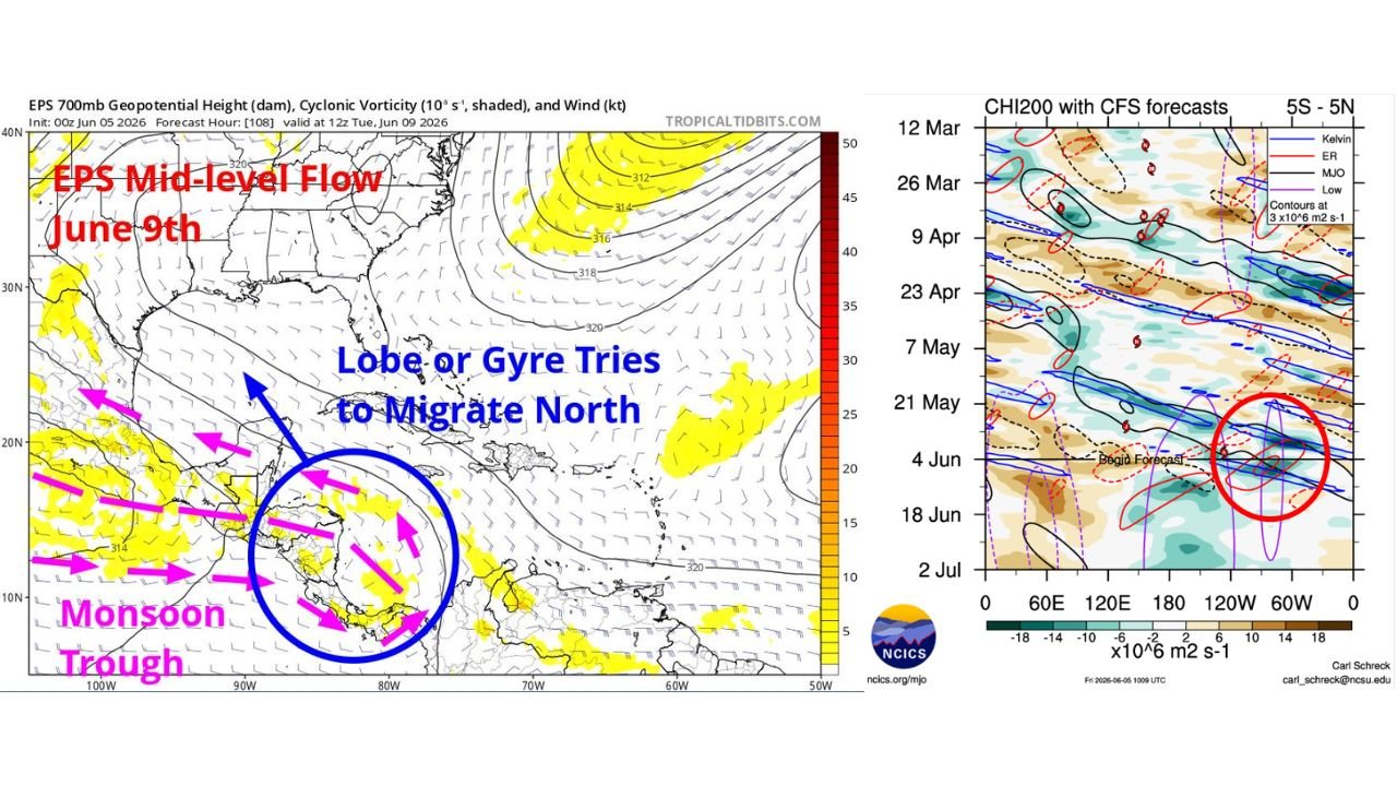 Gulf of Mexico, Western Caribbean, and Gulf Coast States Facing Growing Tropical Development Risk as Monsoon Gyre Attempts to Migrate North Around June 18
