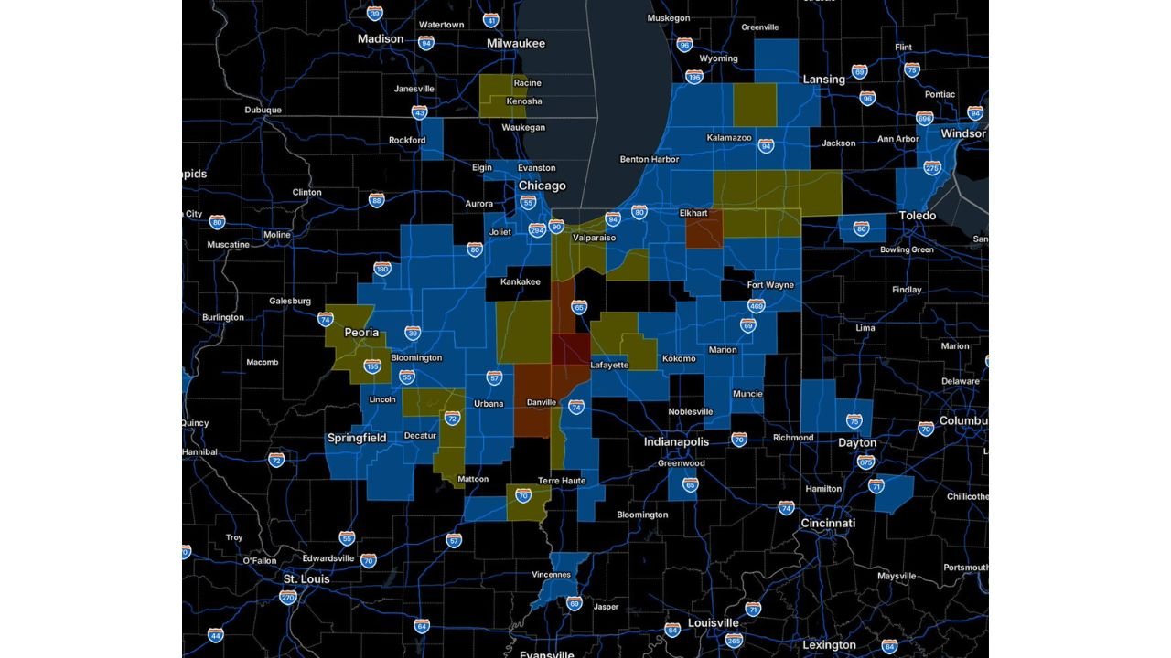 Illinois, Indiana, Michigan, Wisconsin, and Ohio Left With Over 412000 Customers Without Power After Thursday Severe Weather Outbreak