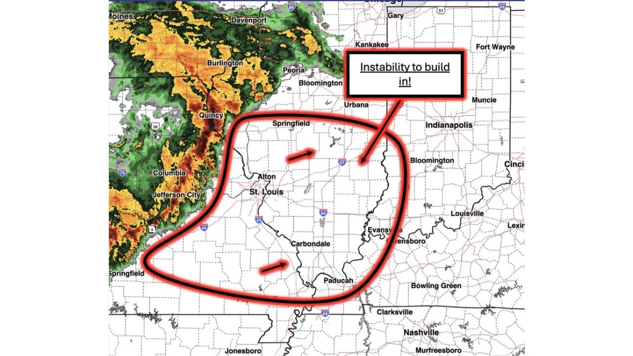 Illinois, Missouri, Indiana Brace for Strong to Severe Storms This Morning Into Afternoon With Damaging Winds, Hail, Isolated Tornado Risk as Instability Builds