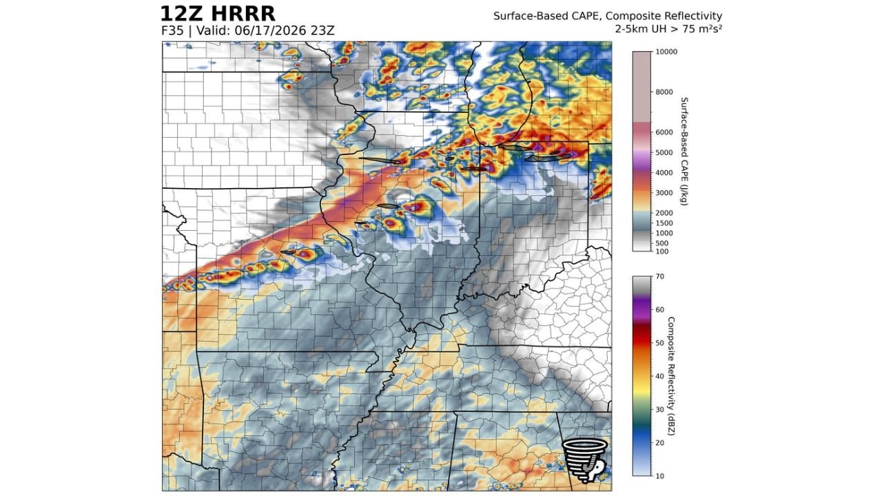 Illinois Tornado Outbreak Still on the Table Wednesday as HRRR Trends More Discrete But Low CAPE Values Add Complexity to the Forecast