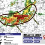 Indianapolis, Fort Wayne, Terre Haute, and Kokomo Indiana Hit by Severe Storms Wednesday Night Bringing 60 MPH Winds Large Hail and Isolated Tornadoes