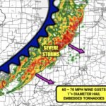 Indianapolis, Indiana and Fort Wayne, Indiana Hit by Severe Storm Line Thursday Night Bringing 60 to 70 MPH Winds Large Hail and Embedded Tornadoes