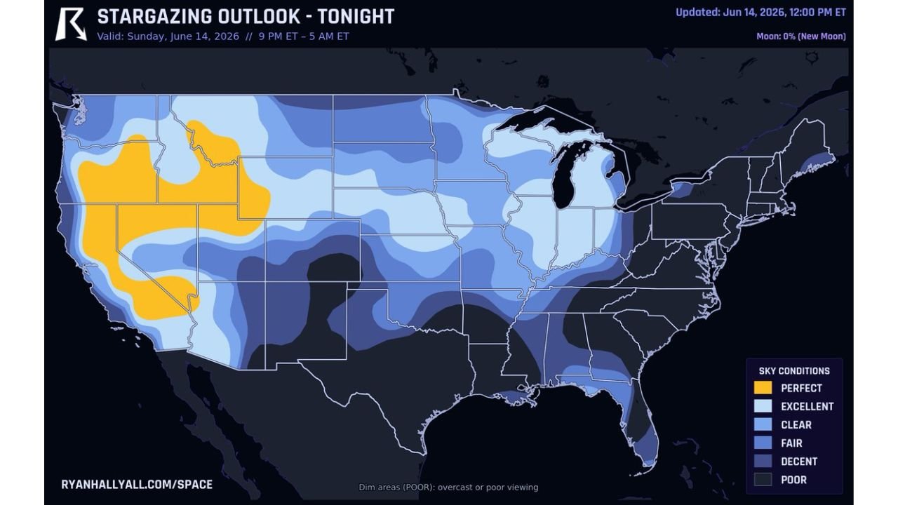 Las Vegas Nevada and Reno Nevada Get Perfect Stargazing Tonight as New Moon Creates Truly Dark Skies Across the Intermountain West and Central Rockies