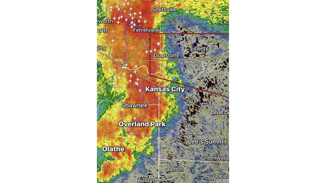 Liberty Missouri and North Kansas City Under Tornado Warning Now With 80 MPH Winds and Tornado Possible