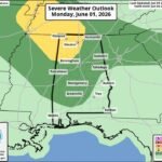 Northern Alabama, Including Florence, Huntsville, and Birmingham, Under Slight Risk as Strong Straight Line Winds Threaten from Noon to 8 PM Today