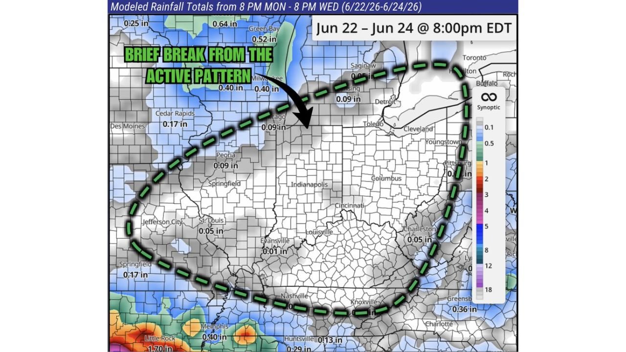 Ohio Valley, Indiana, Illinois, Kentucky To See Mostly Dry Stretch Monday Through Wednesday After Active Pattern