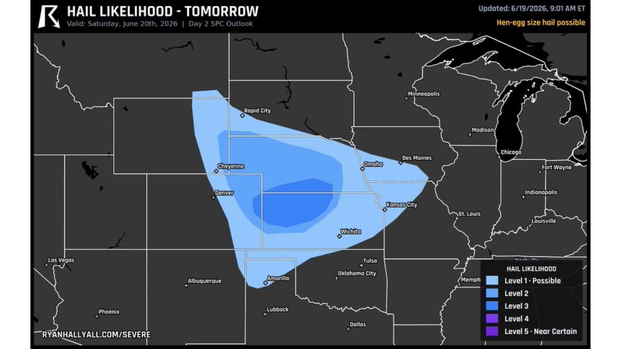 Rapid City South Dakota, Cheyenne Wyoming, Akron Colorado Face Hen Egg Size Hail Threat Saturday