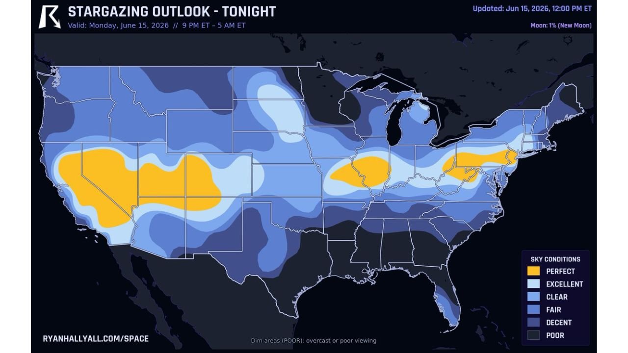 Sacramento California St Louis Missouri Indianapolis Indiana and New York Get Perfect Stargazing Tonight Under Darkest Skies of the Month