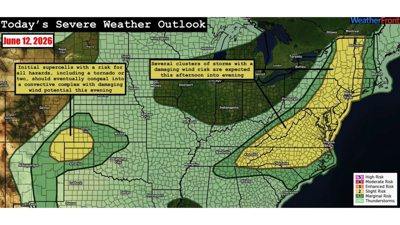 Southeast Colorado and the East Coast Facing Two Separate Severe Weather Threats Today With Supercells Tornadoes and Damaging Winds Possible