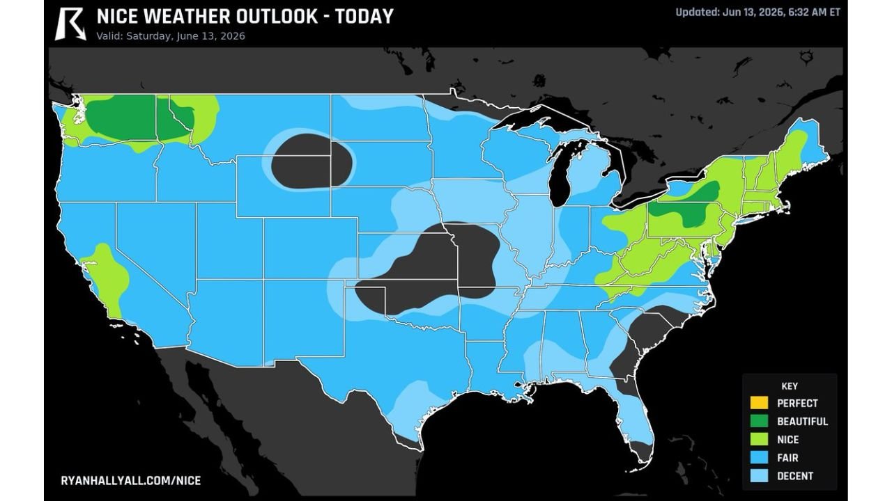 Spokane, Washington and Syracuse, New York Enjoy the Nicest Weather in the USA Today While Missouri, Kansas, and Illinois Face Level 3 Severe Storm Risk
