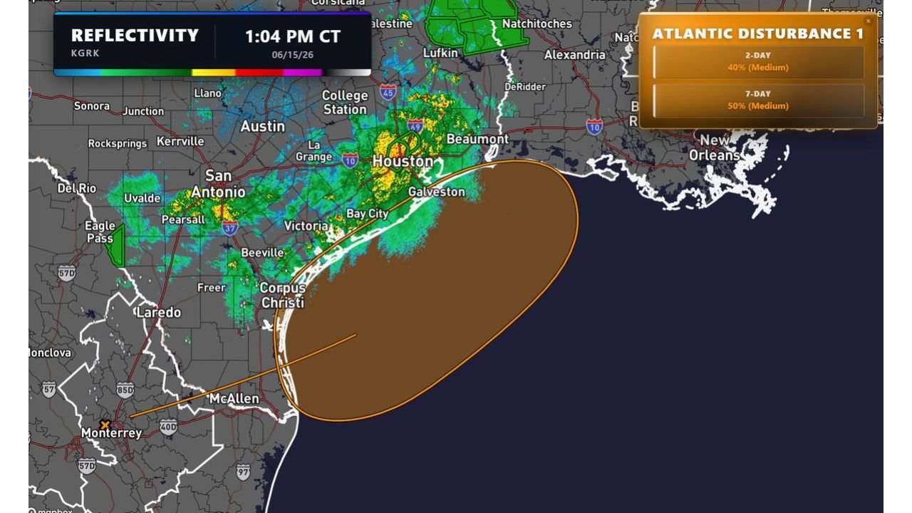 Texas Gulf Coast Watching Tropical Disturbance With 50 Percent Development Chance This Week as Houston San Antonio and Corpus Christi See Active Radar