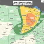 Upper Midwest Including Minneapolis, La Crosse, Milwaukee, and Des Moines Under Enhanced Risk as Supercells Bring Very Large Hail Then Wind and Tornado Threat Wednesday June 10