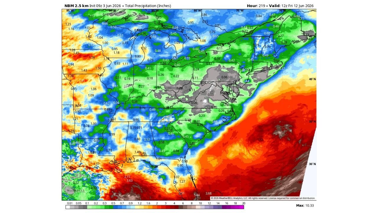 Washington DC Area Stuck in Pronounced Rain Hole with Six Straight Dry Days as Next Meaningful Rain May Not Return Until June 14 to 18